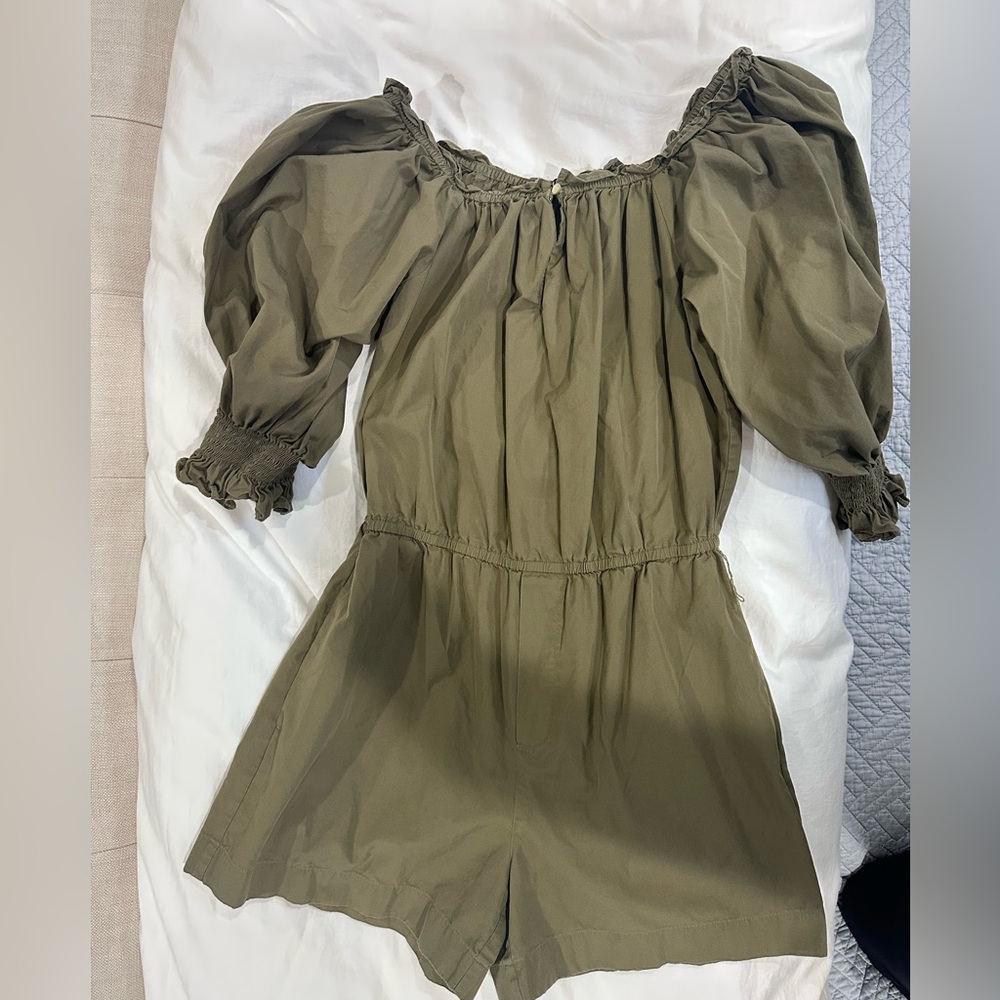 Ralph Lauren Olive Green Off-Shoulder Romper